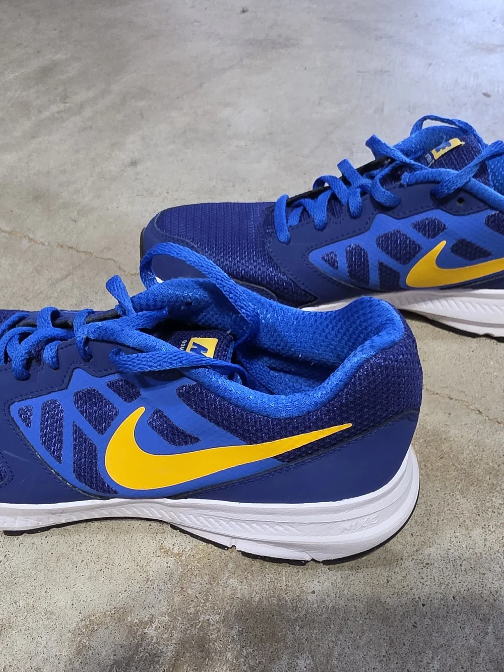 Nike Blue with Yellow Swoosh Athletic Trainers Boys Shoes